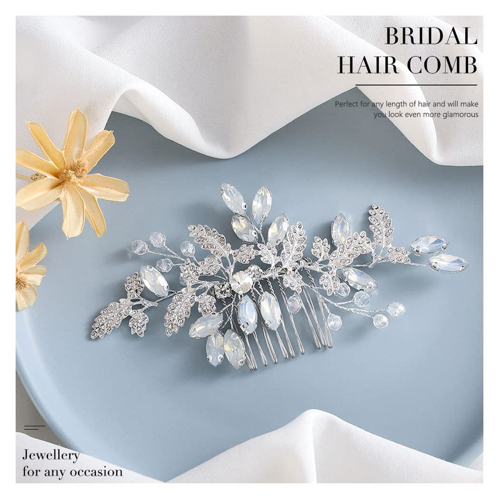 JEAIRTS Boho Wedding Headpiece with leaves creates a whimsical garden-party vibe.