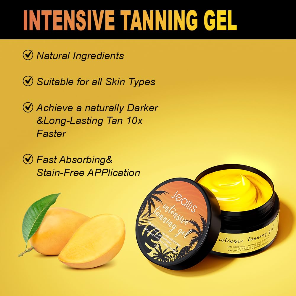 Jeallis Extreme Dark Luxe Gel Mango used on a sunbed for bronzing