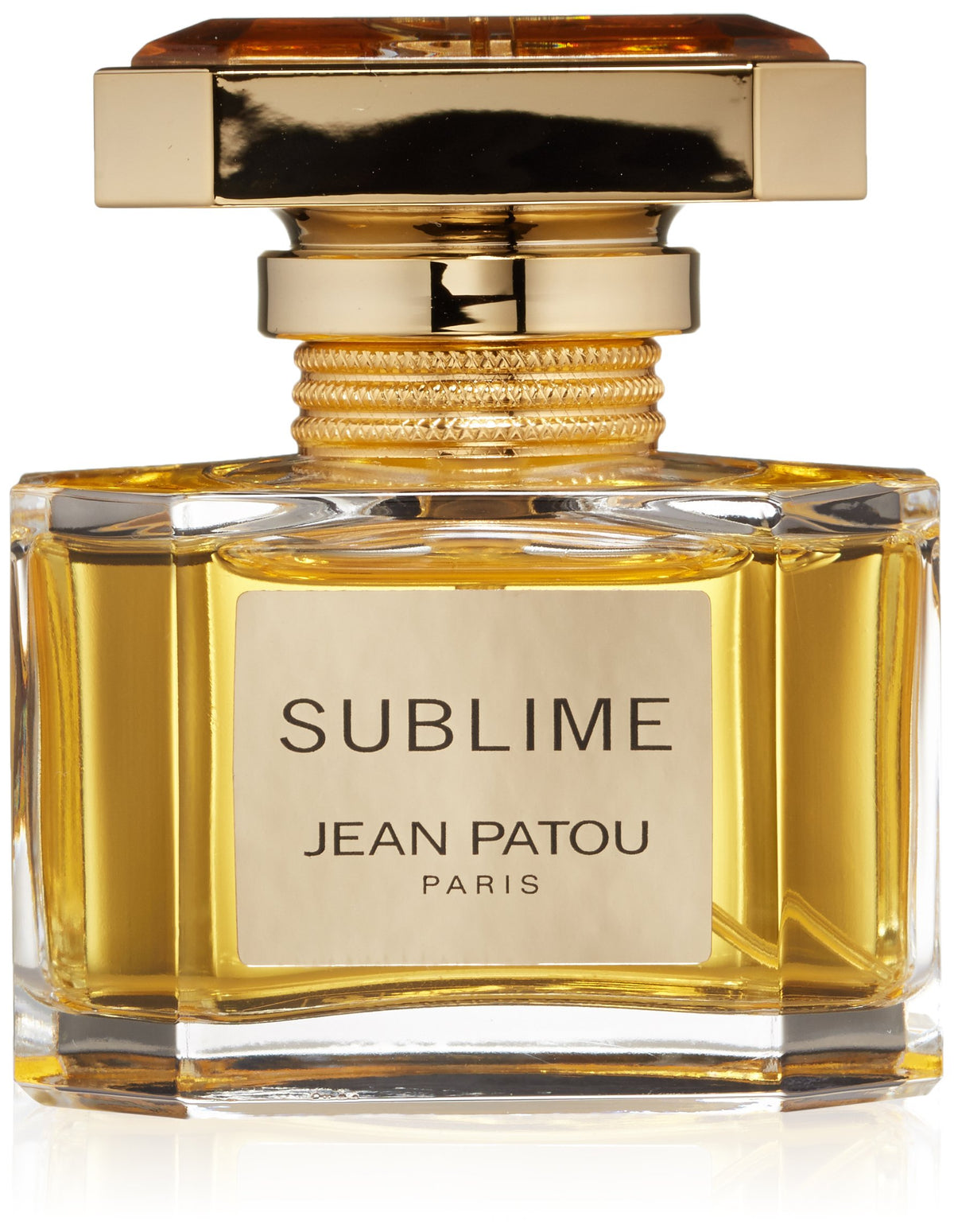 Jean Patou Sublime EDT bottle front view showing elegant glass and gold accents for everyday luxury