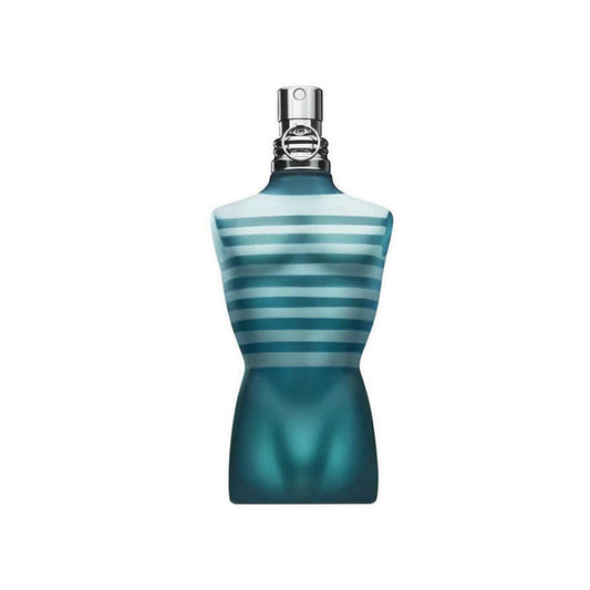 Jean Paul Gaultier Le Male 2.5 oz bottle back view, suited for evenings