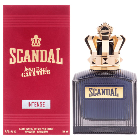 Jean Paul Gaultier Scandal Intense bottle front view, bold and lasting scent for men.