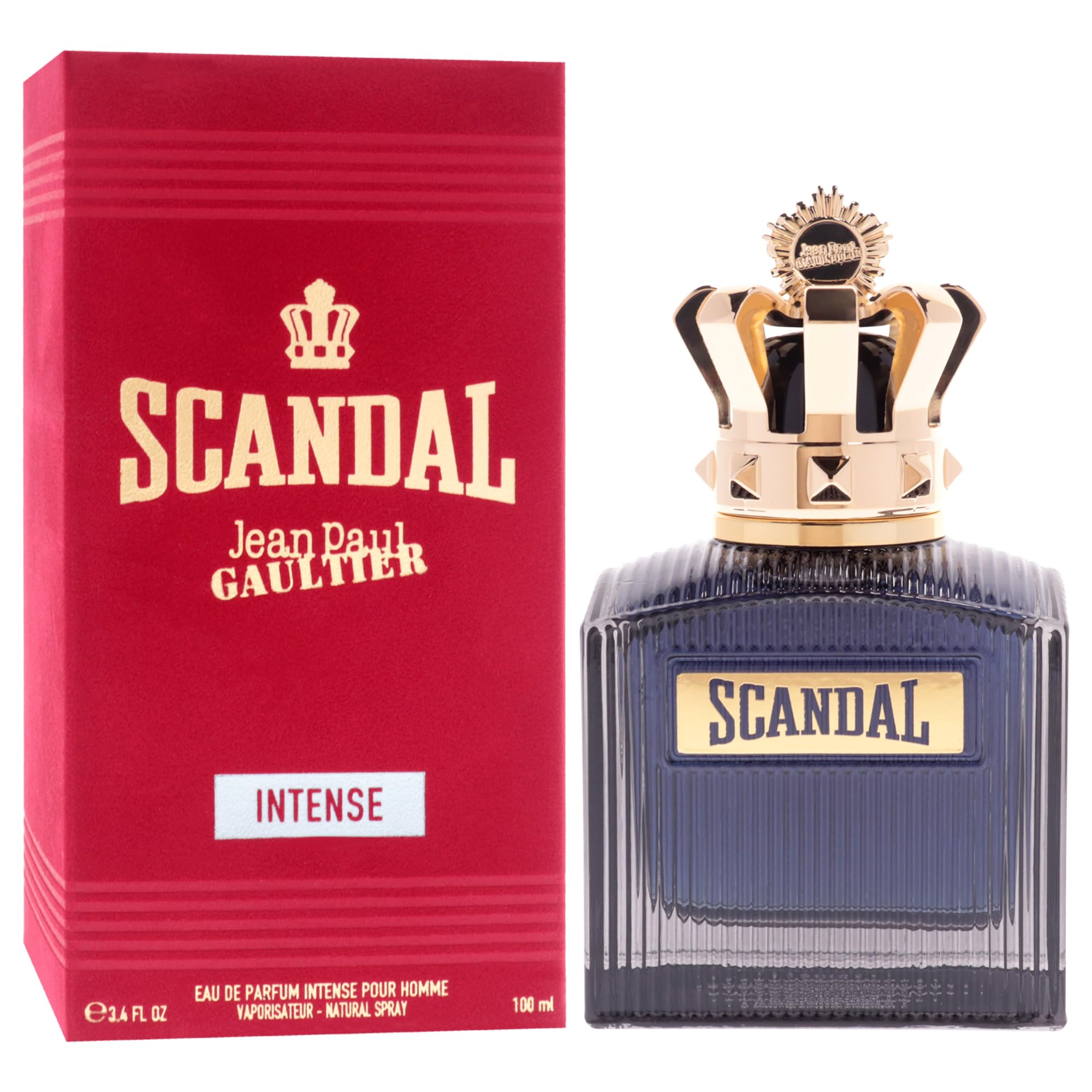 Jean Paul Gaultier Scandal Intense bottle top close-up showing design.