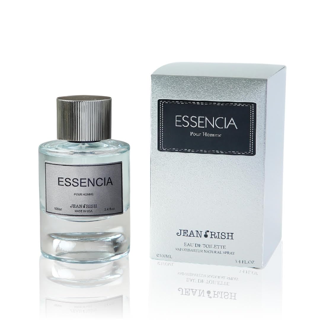 Jean Rish Essencia bottle highlights mint and lemon top notes for a refreshing start.