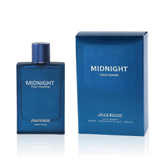 Jean Rish Midnight Pour Homme bottle front view highlighting luxury design for daily use