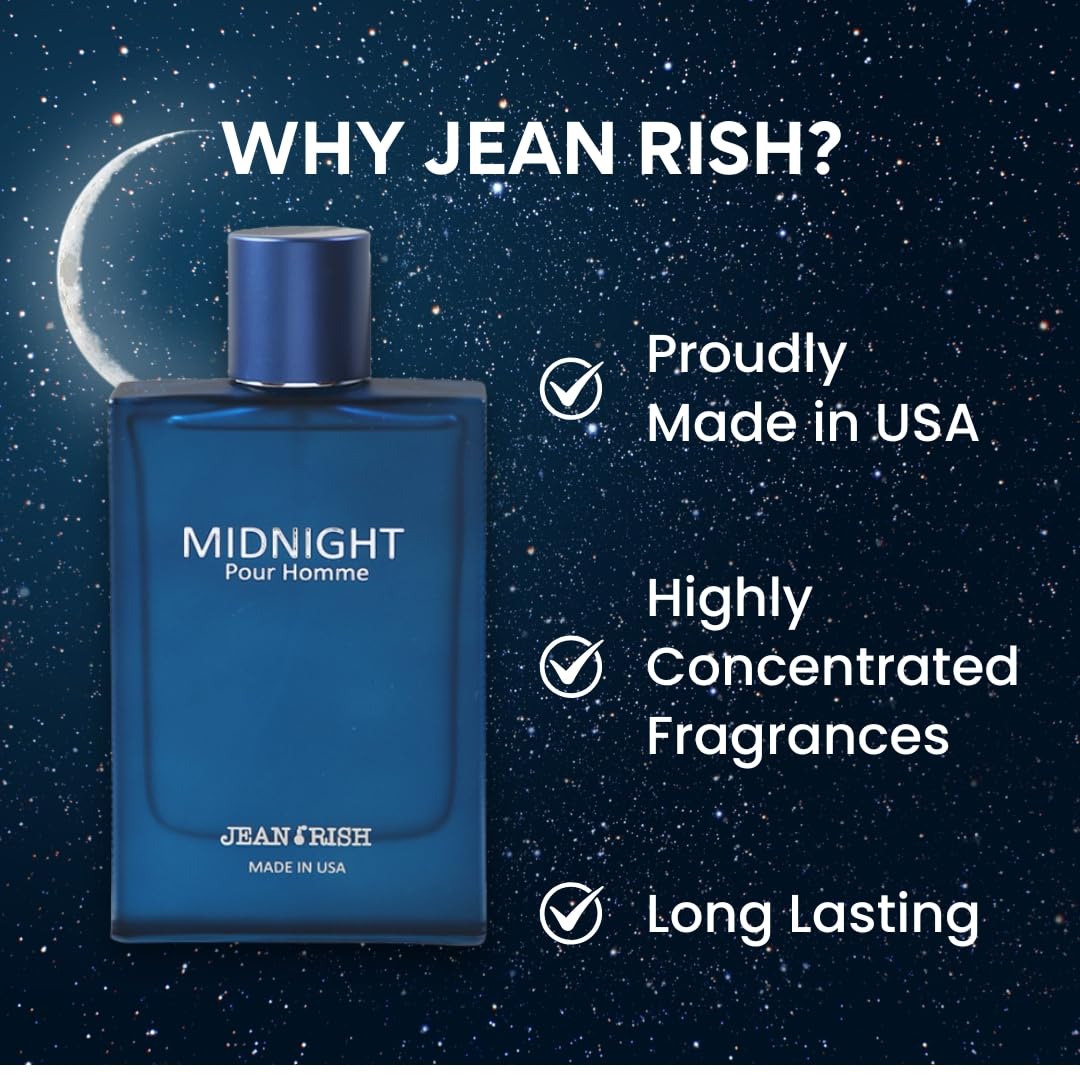 Jean Rish Midnight Pour Homme top notes Bergamot and Mandarin evoke freshness