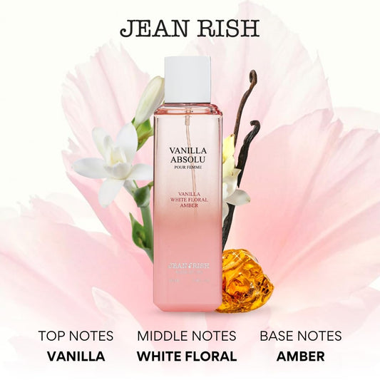Jean Rish Vanilla Absolu top notes of vanilla and jasmine awaken the senses