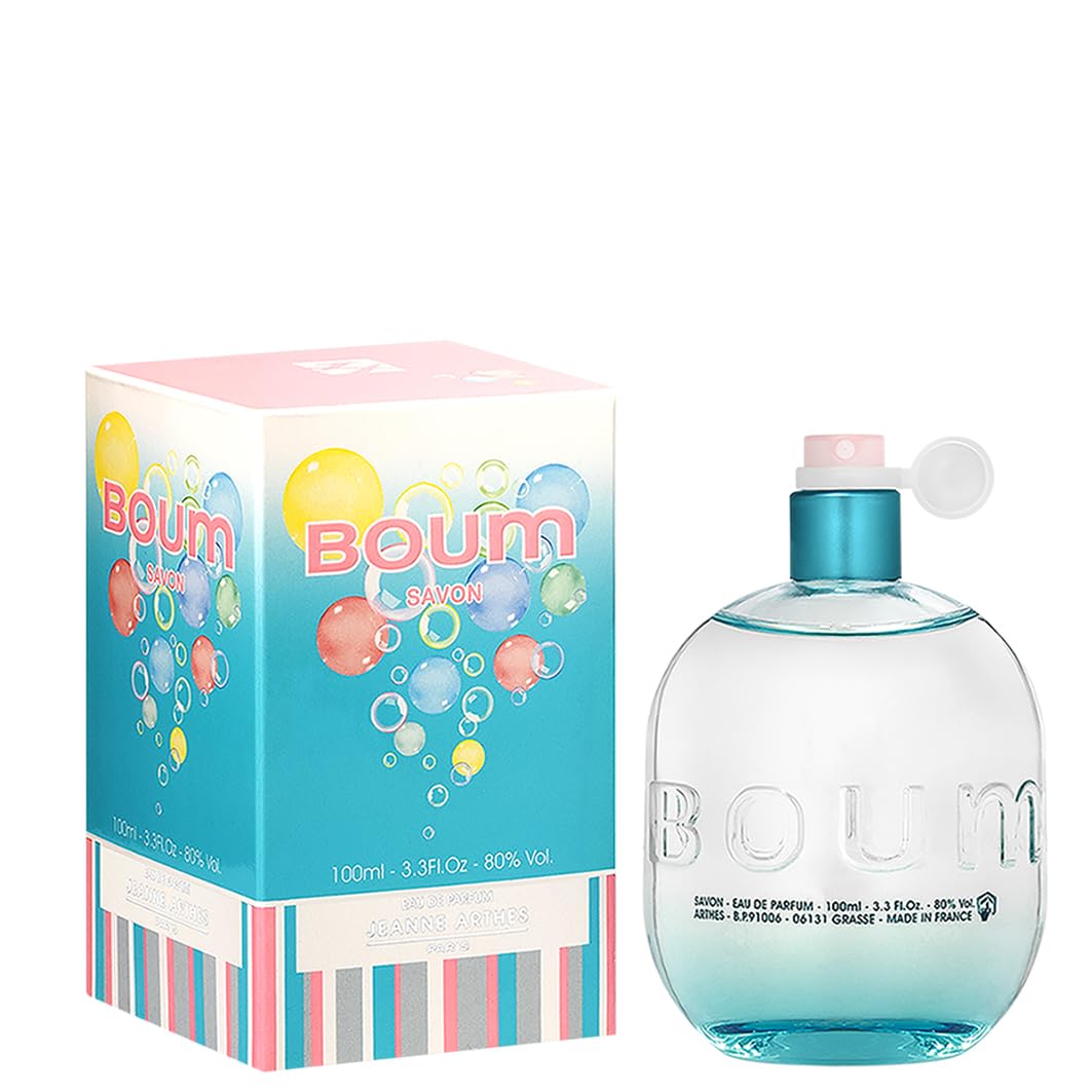 Jeanne Arthes Boum Savon bottle front with fresh floral promise.