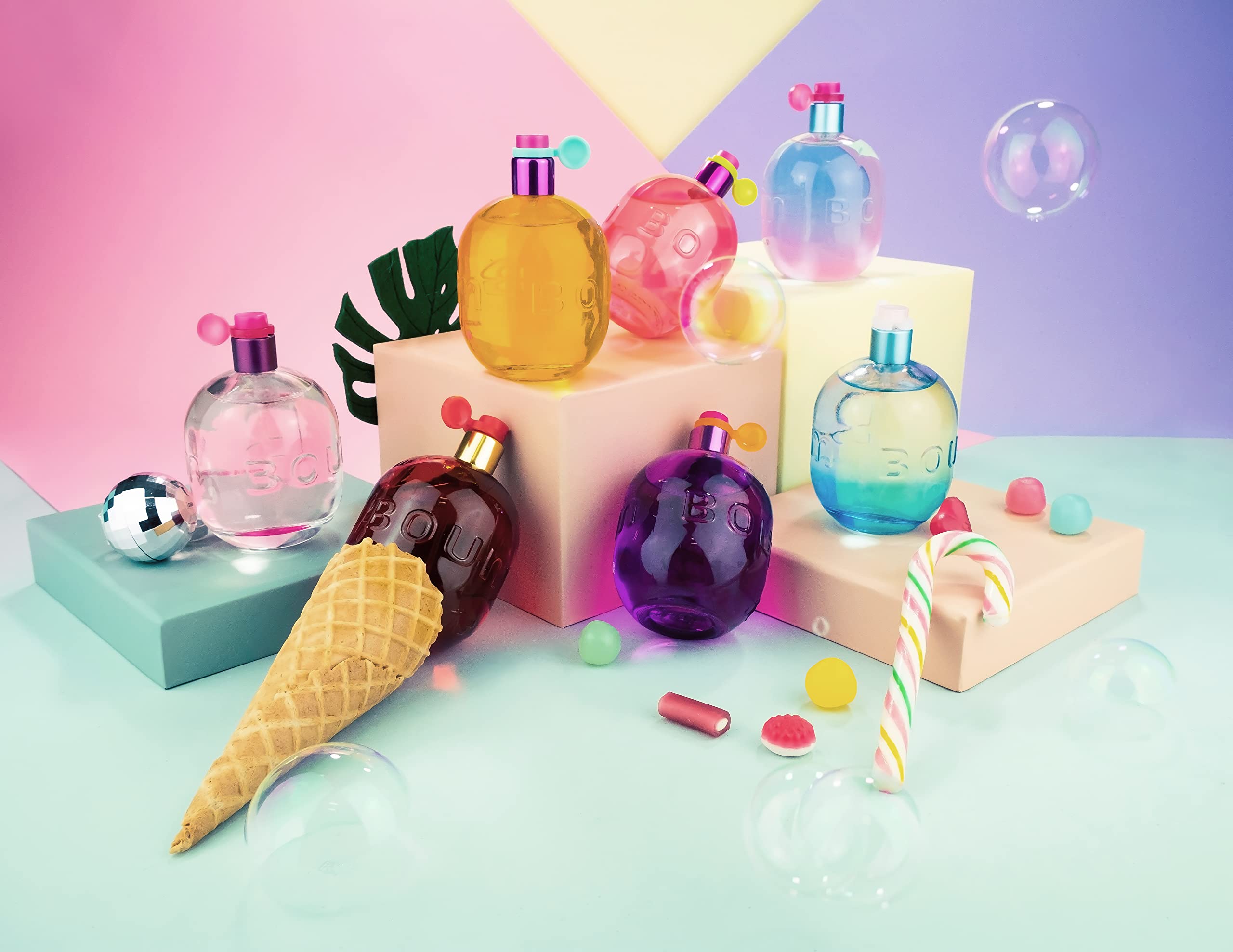 Jeanne Arthes Boum Savon collection display shows versatile fragrance options.