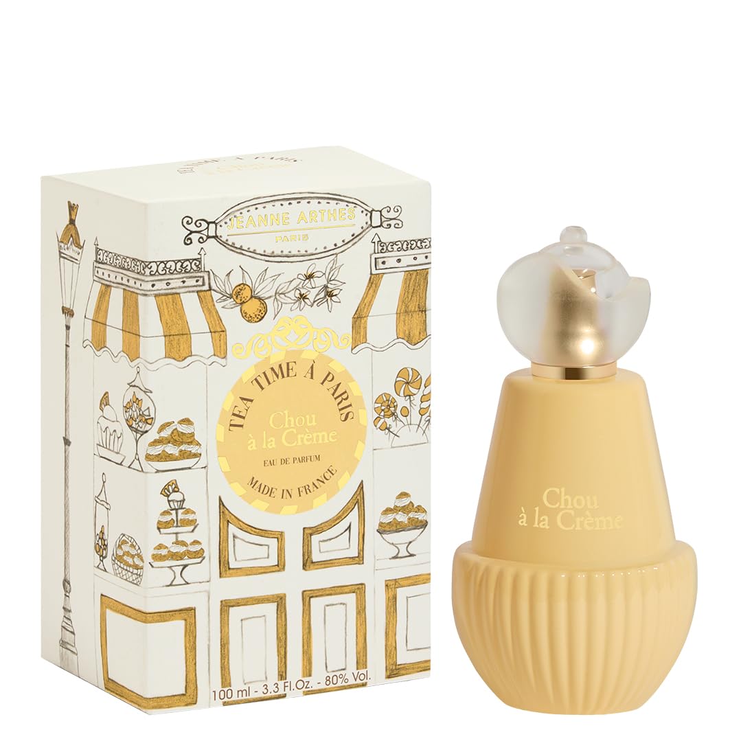 Jeanne Arthes Tea Time Pris bottle highlights a Parisian pastry-inspired scent, ideal for daily wear.