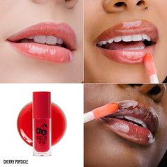 Jeffree Star Lip Oil Pink Aura close-up with sheer moisturizing shine.