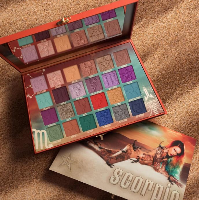 Jeffree Star Scorpio Palette swatches reveal rich pigment for versatile day-to-night looks.