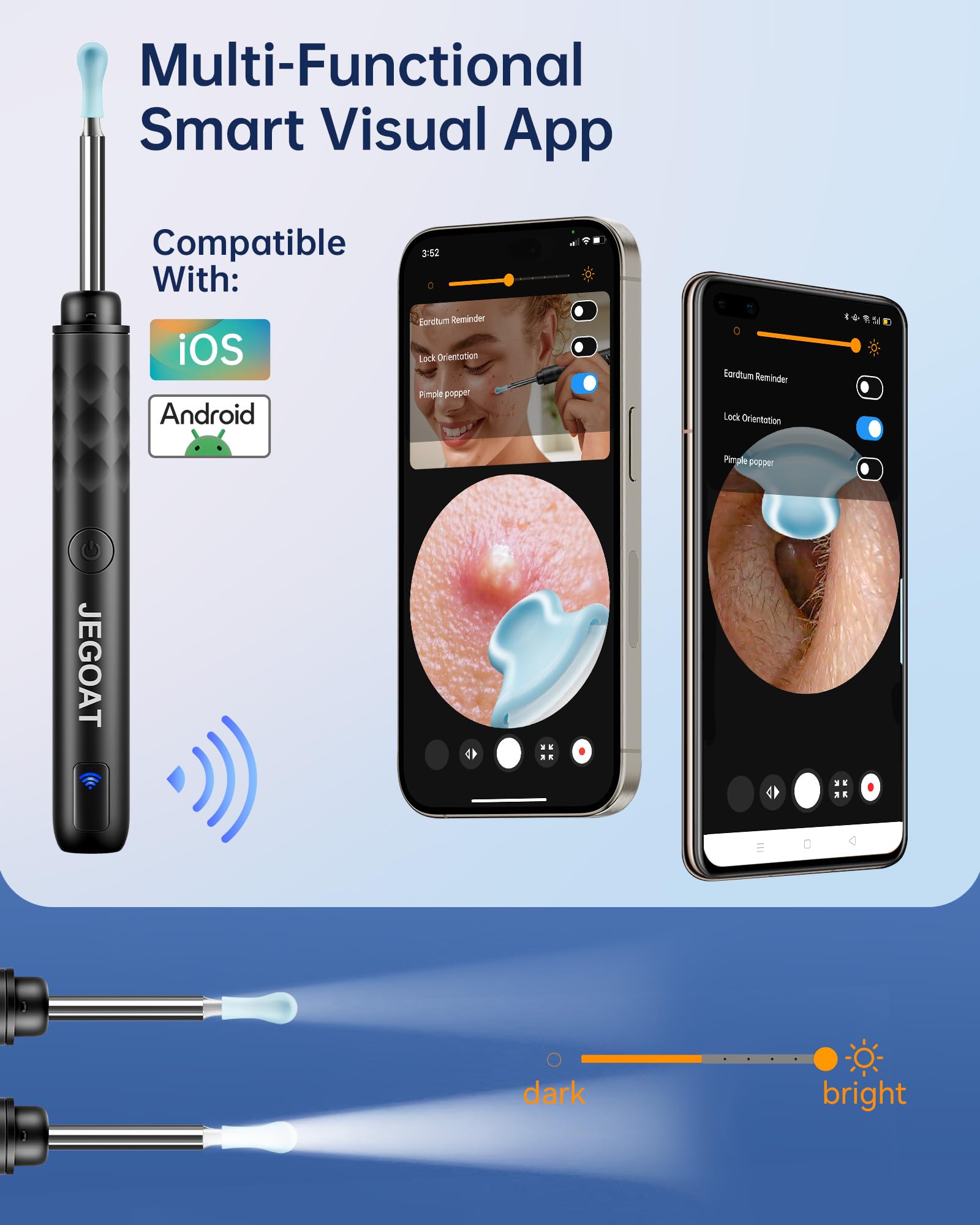 JEGOAT portable-rechargeable-ear-cleaner offers up to 70 minutes use.
