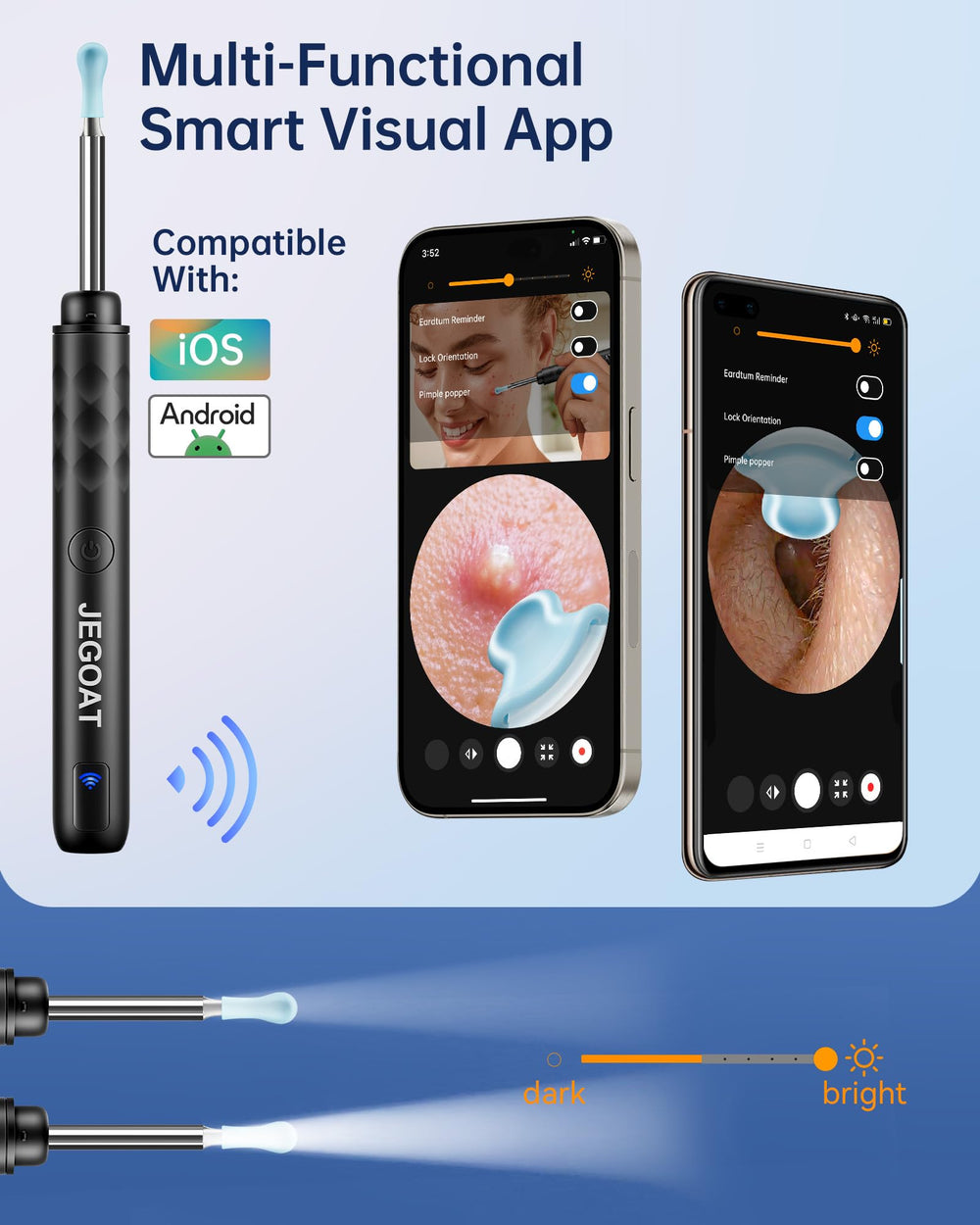JEGOAT portable-rechargeable-ear-cleaner offers up to 70 minutes use.