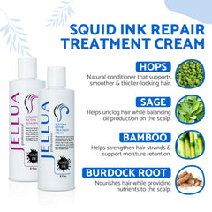 Jellua Squid Ink Active Shampoo featuring green tea extract for scalp hydration