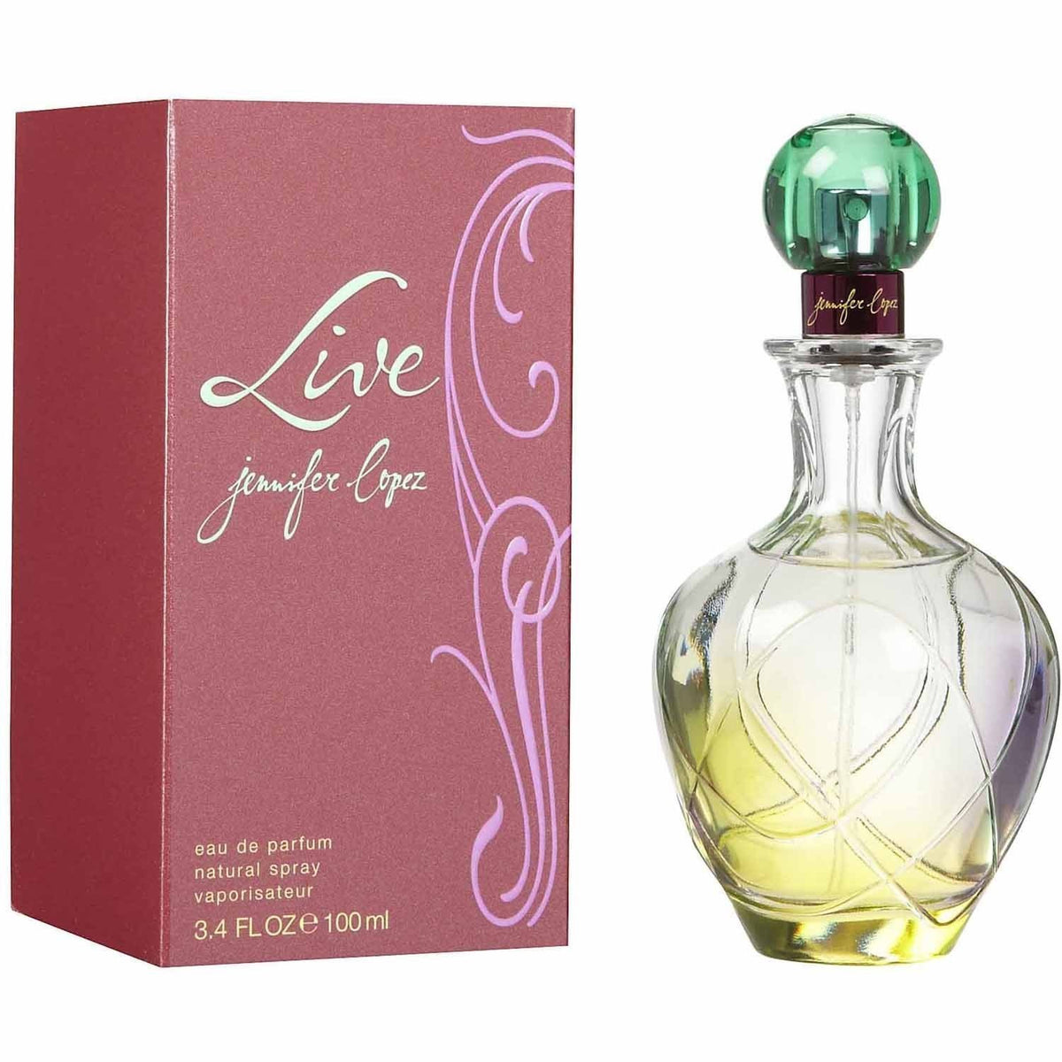 Jennifer Lopez Live EDP bottle front view, citrus-vanilla scent concept