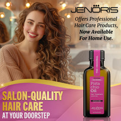 Jenoris Pistachio Oil Serum applying on hands before styling