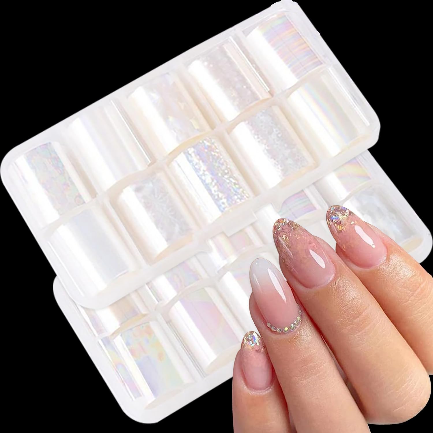 JERCLITY Aurora transparent nail foil roll for dazzling iridescent nail art
