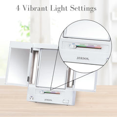 JERDON vanity mirror with white base complements any decor and enhances visibility.