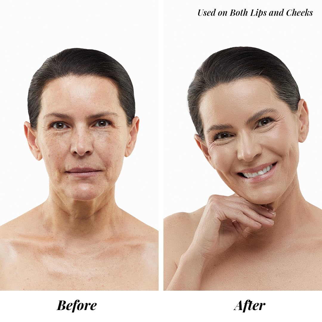 Fingertip application of Jerome Alexander Blush ‘n’ Kiss on the cheek