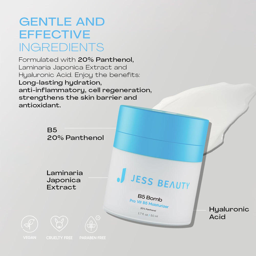 JESS BEAUTY B5 Bomb Pro after-serum use prepares skin for lightweight moisturization.
