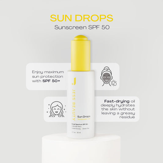 Pouring JESS BEAUTY Sun Drops demonstrates quick absorption