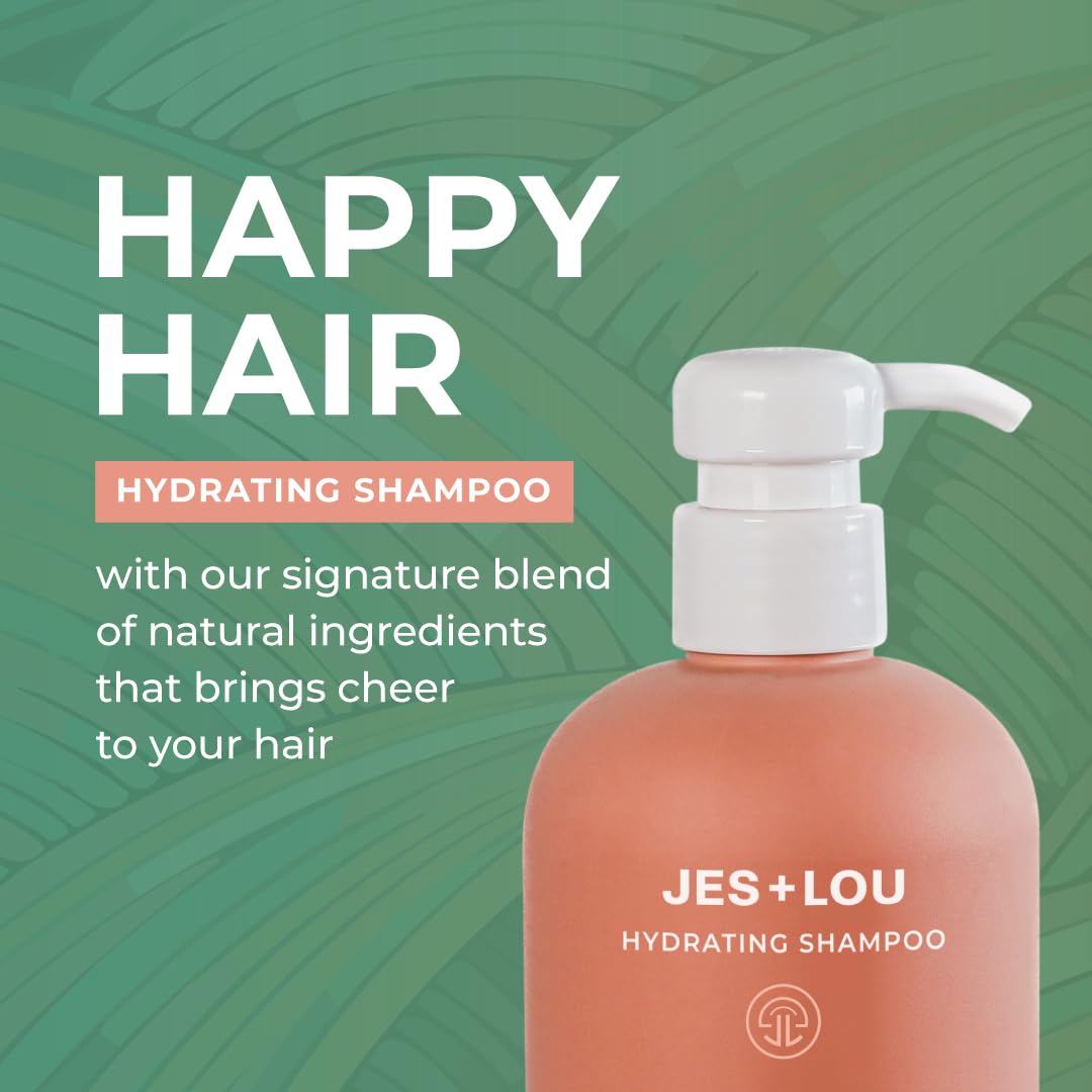 Jess & Lou shampoo bottle with foamy lather indicating gentle cleanse