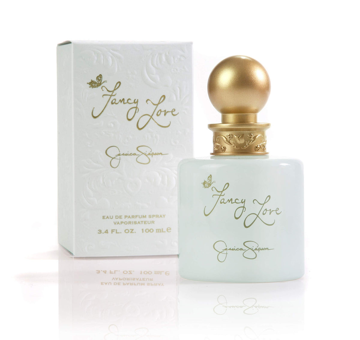 Jessica Simpson Fancy Love bottle front view, elegant design for romantic evenings.
