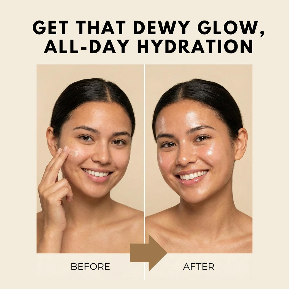 Jeune Jolie jojoba oil glow shot showing balanced moisture.