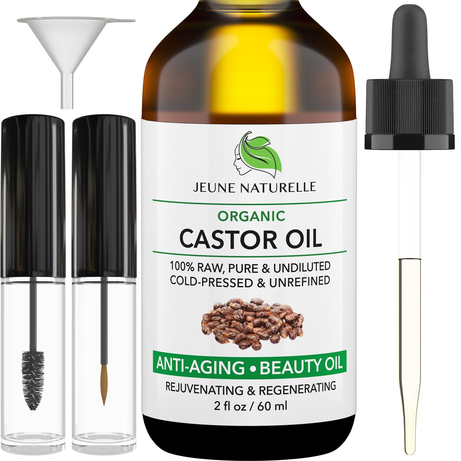 Jeune Naturelle Castor Oil bottle for nourishing scalp and hair growth support.