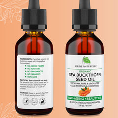 Jeune Naturelle Sea Buckthorn Oil dropper—raw oil for daily glow.