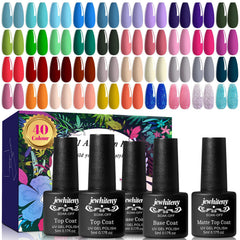 JEWHITENY 45-pcs gel nail polish kit collection for versatile manicures and events.