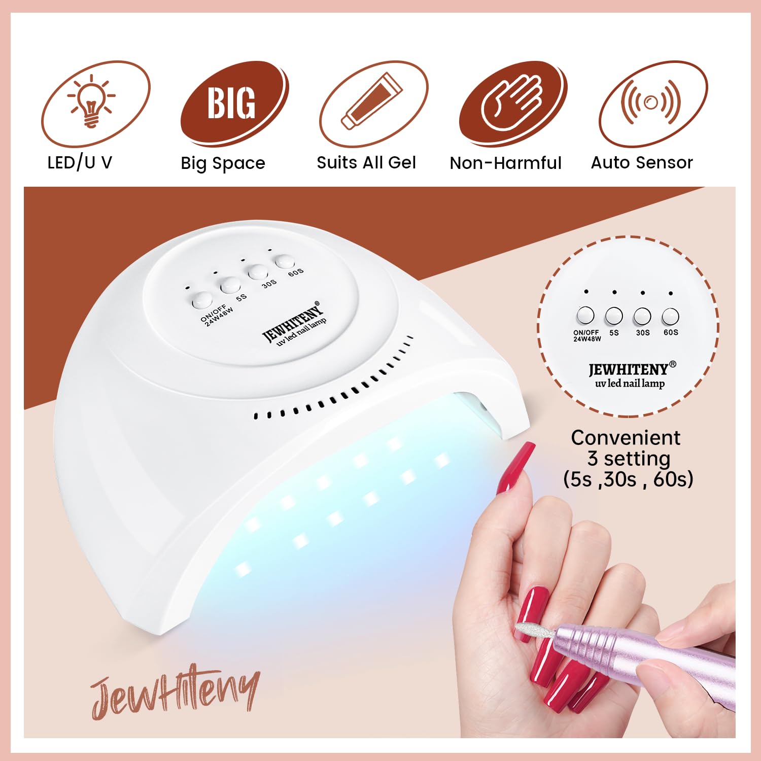 JEWHITENY dual nail forms in 10 sizes for easy shape-building.