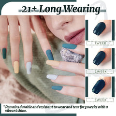 JEWHITENY glossy top coat duo delivers durable shine and chip resistance.