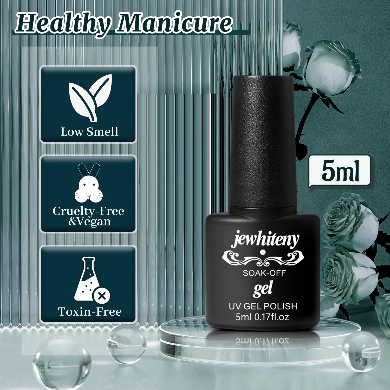 JEWHITENY nail application brush helps precise color distribution.