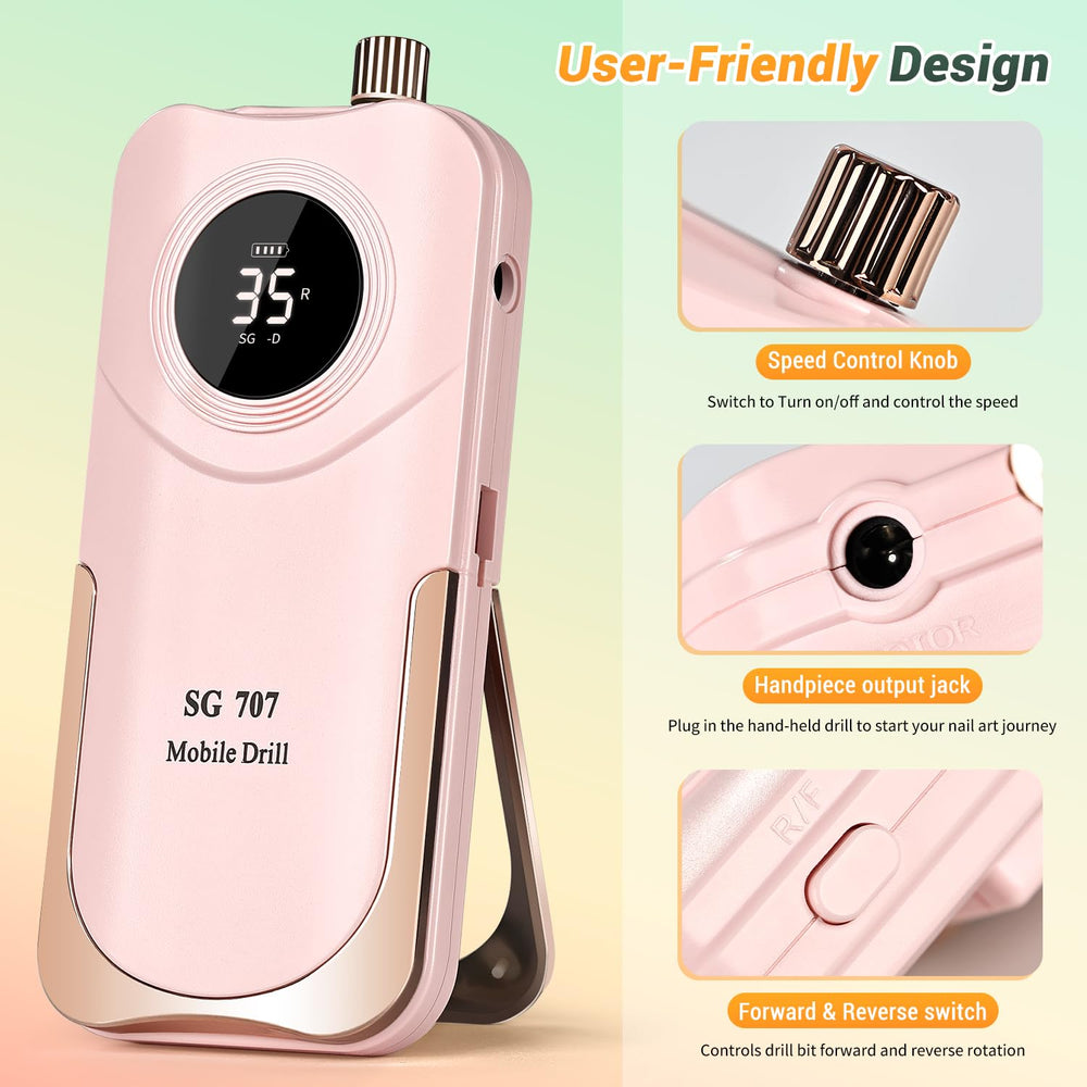 Six drill bits and six sanding bands for versatile manicure and pedicure tasks