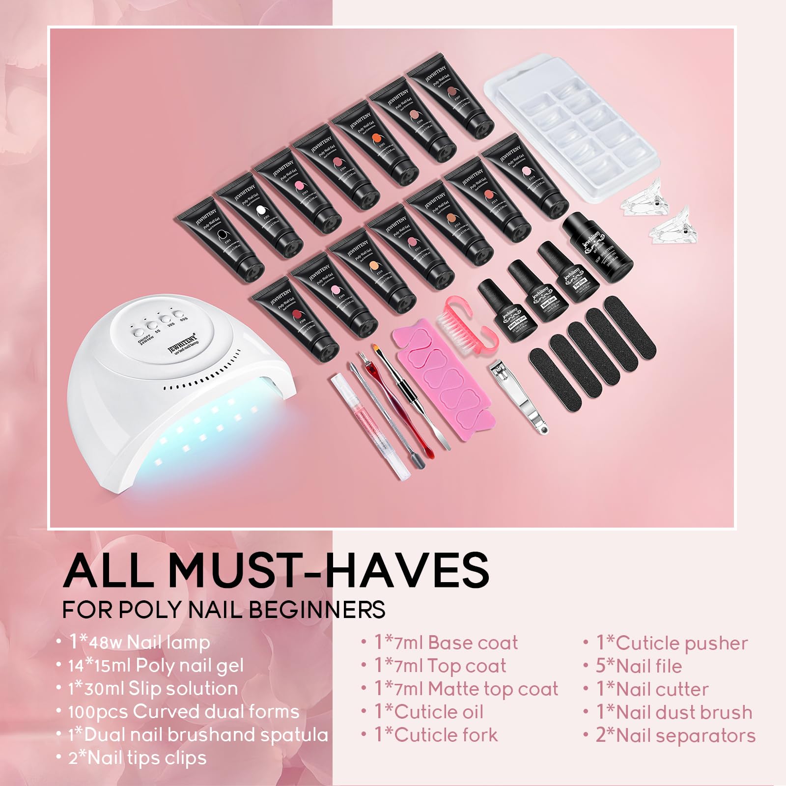 JEWHITENY poly gel color palette for versatile nail art and extended wear.