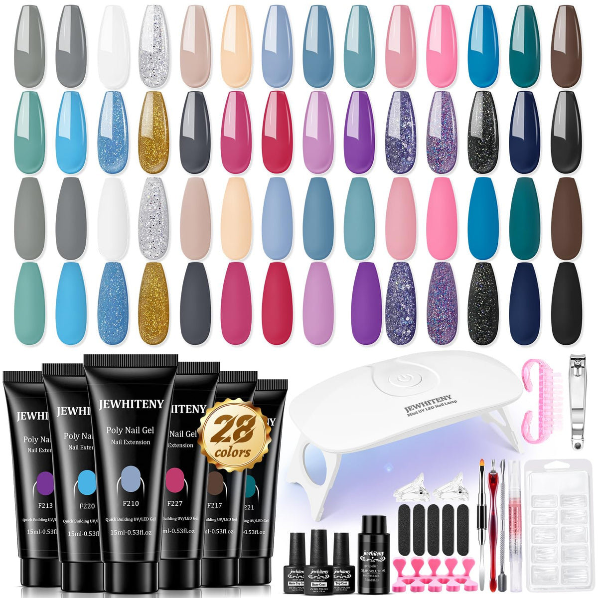 JEWHITENY poly gel nail kit color palette for versatile at-home looks