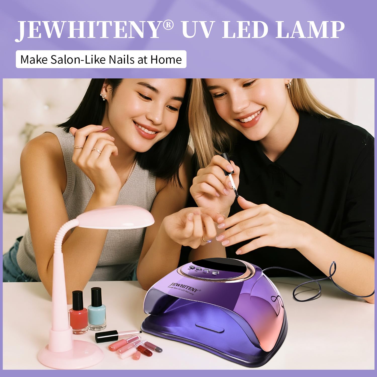 JEWHITENY lamp in use delivering professional results at home.