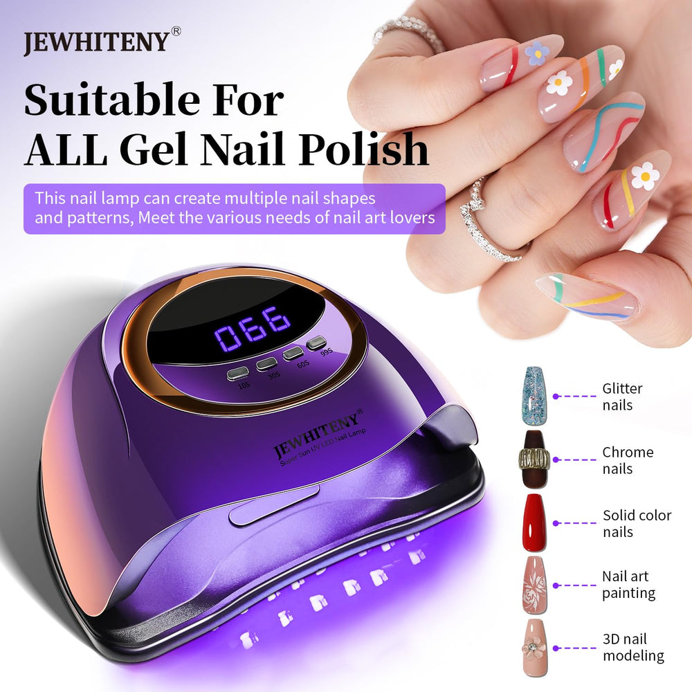 JEWHITENY Purple Fast UV Dryer side panel showing stylish, compact design.