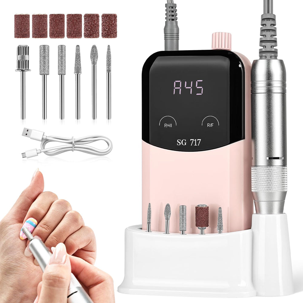 JEWHITENY SG717 visual display indicating RPM and battery status for precise nail work