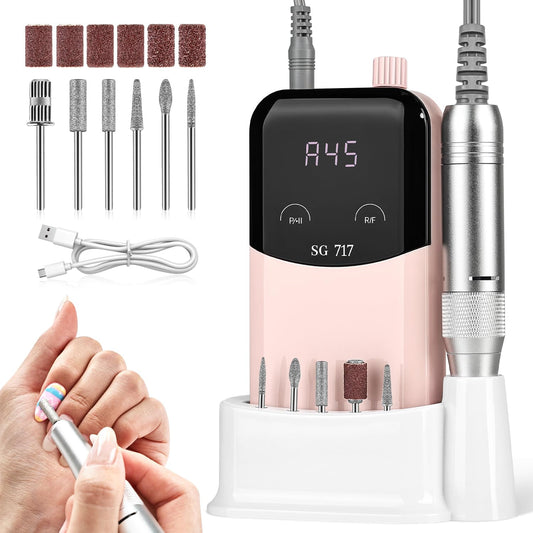JEWHITENY SG717 visual display indicating RPM and battery status for precise nail work