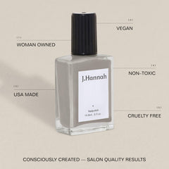 J. Hannah pewter polish brush stroke on nail showing smooth application.