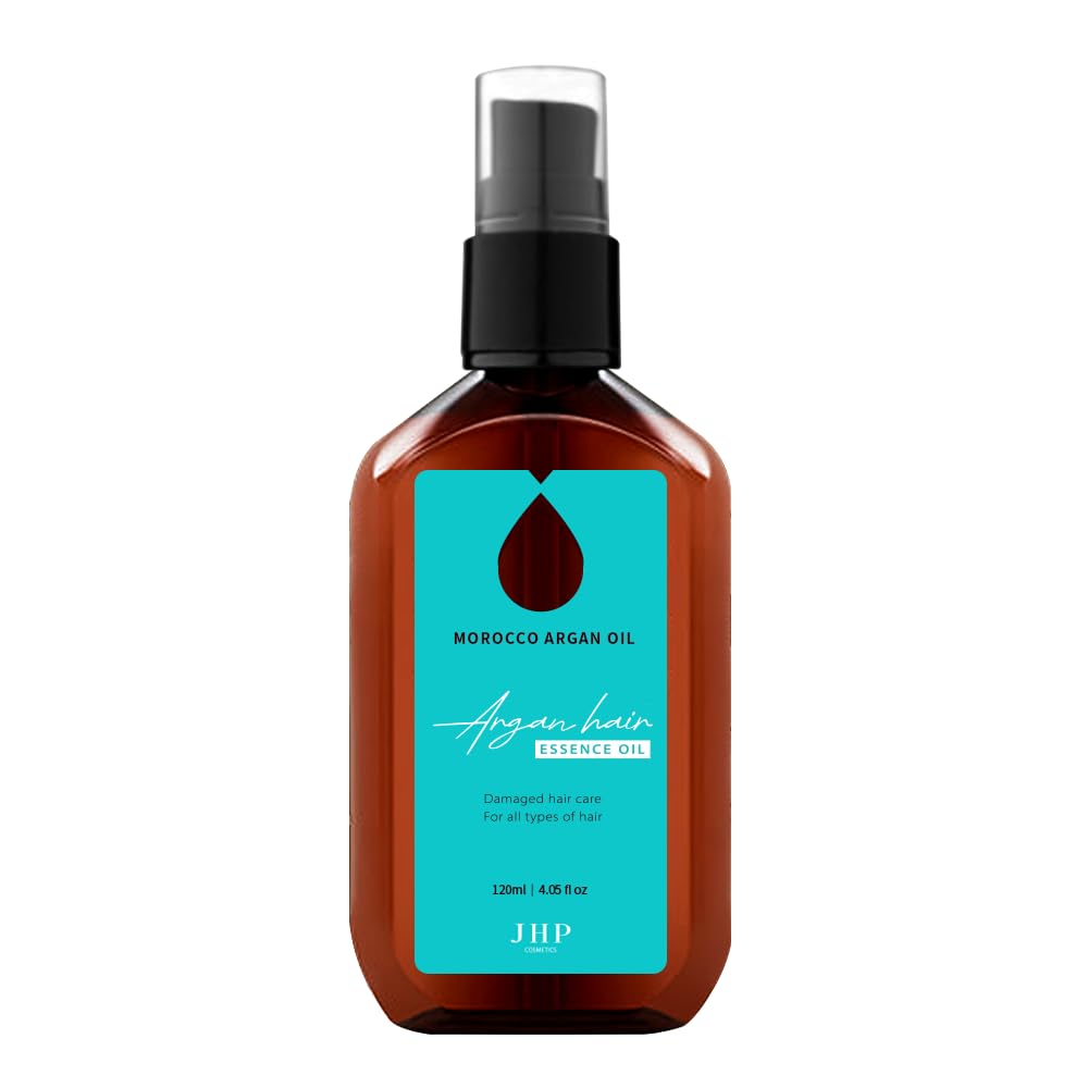 JHP Cosmetics Moroccan Argan Serum bottle shows lightweight frizz-fighting formula