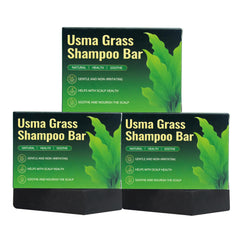 Jiaoming Usma Grass solid shampoo bar pack of three for thinning hair care.