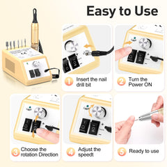 Jiasheng six drill bits set for shaping, polishing, and removing acrylics.