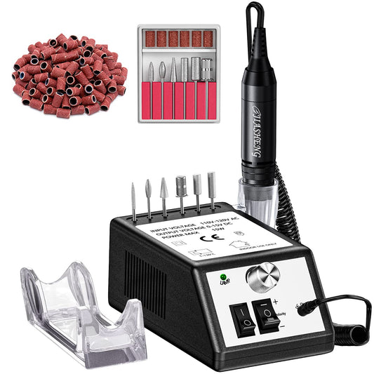 Jiasheng Nail Drill front view highlights 30000rpm power for efficient acrylic shaping