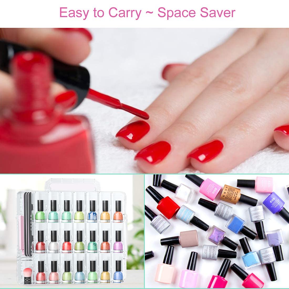 JIASHENG nail polish organizer adjustable dividers to fit bottle sizes