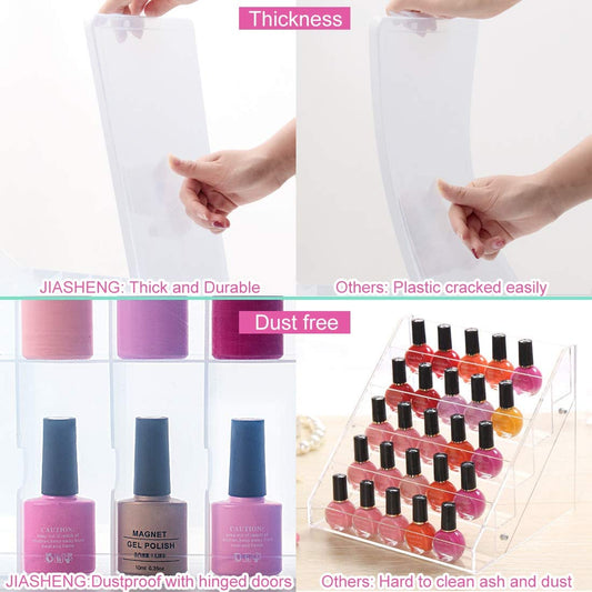 JIASHENG nail polish organizer side doors open for easy color access