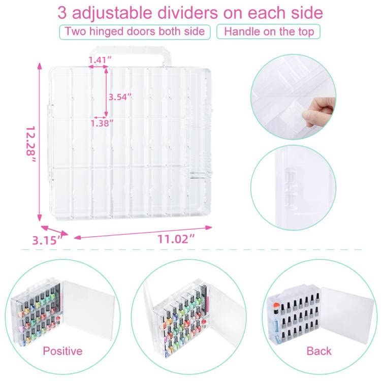 JIASHENG nail polish organizer top handle for portable storage
