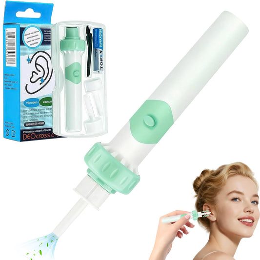 JICICUXI electric ear wax removal tool in aqua-green front view for home use.